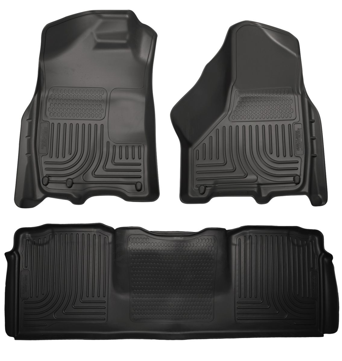 Husky Liners - Husky Liners Floor Liners Front & 2nd Row 10-15 Dodge Ram Mega Cab W/Dual Carpet Hooks (Footwell Coverage) WeatherBeater-Black 99041