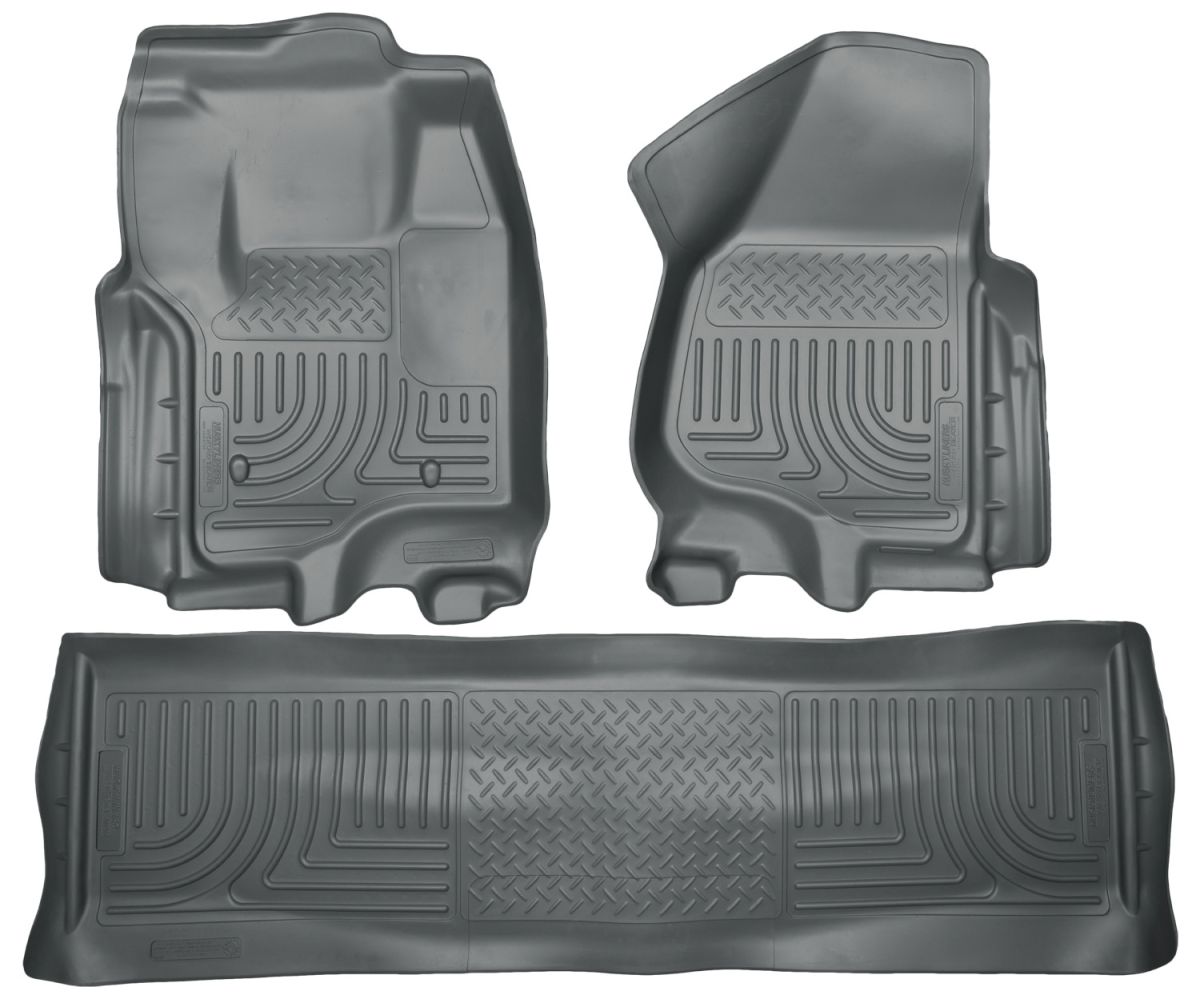 Husky Liners - Husky Liners Floor Liners Front & 2nd Row 12-15 F Series Super Duty Crew Cab (Footwell Coverage) WeatherBeater-Grey 99712