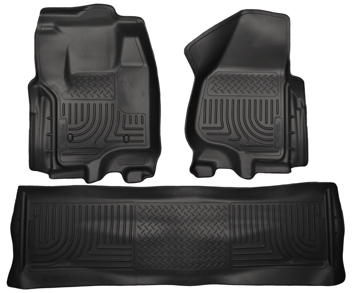 Husky Liners - Husky Liners Floor Liners Front & 2nd Row 12-15 F Series Super Duty Crew Cab (Footwell Coverage) WeatherBeater-Black 99711