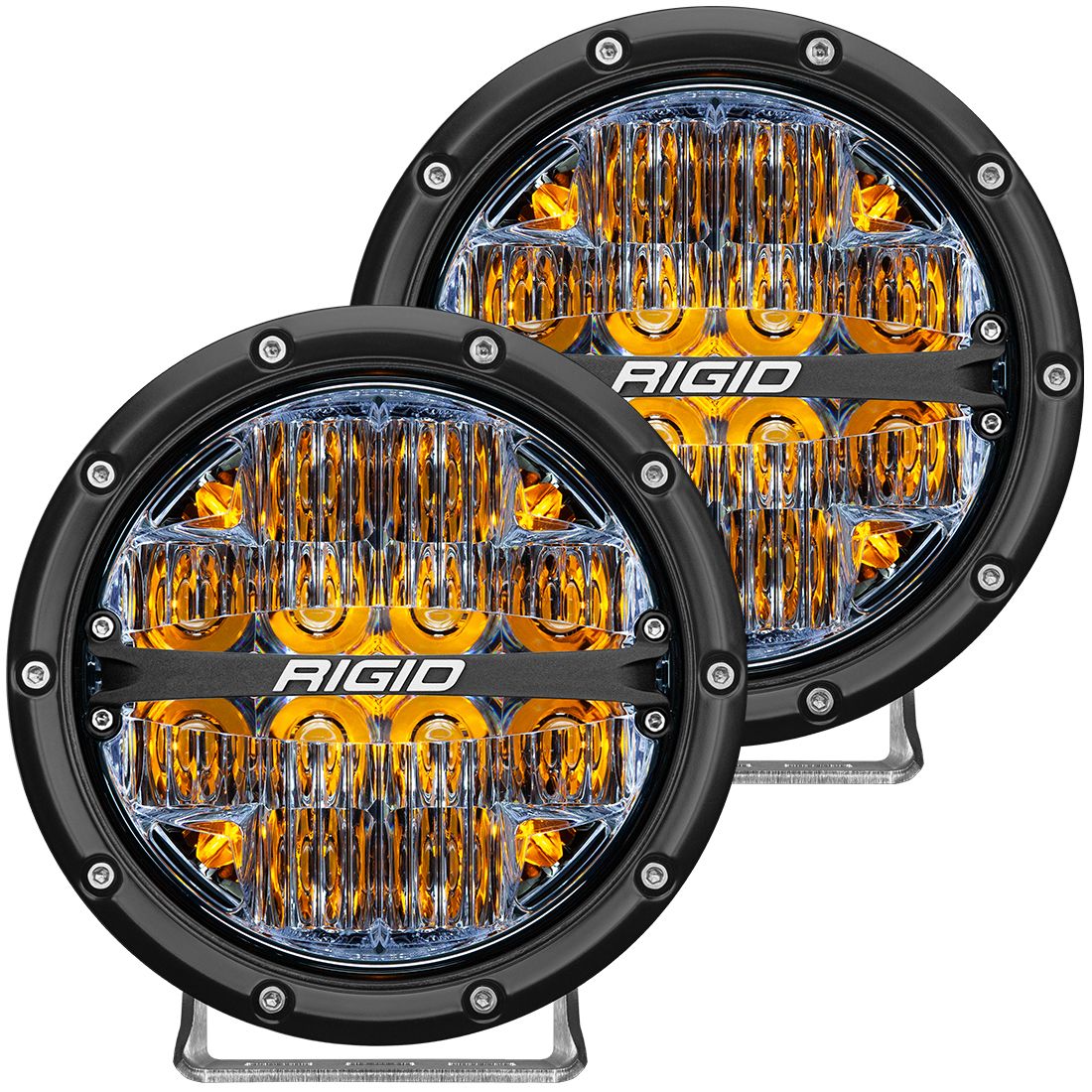 Rigid Industries - Rigid Industries 360-Series 6 Inch Led Off-Road Drive Beam Amber Backlight Pair 36206