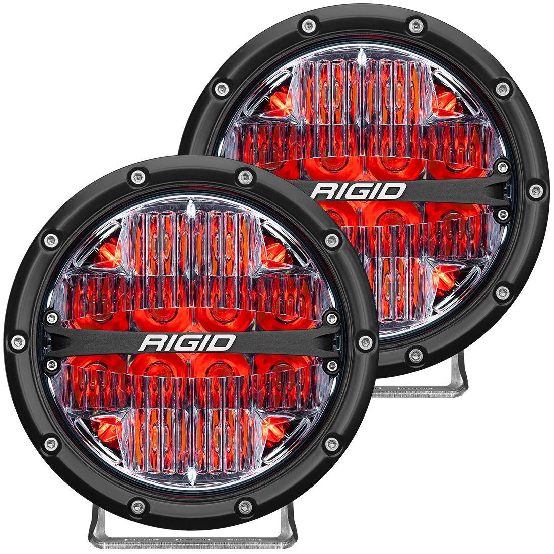 Rigid Industries - Rigid Industries 360-Series 6 Inch Led Off-Road Drive Beam Red Backlight Pair 36205