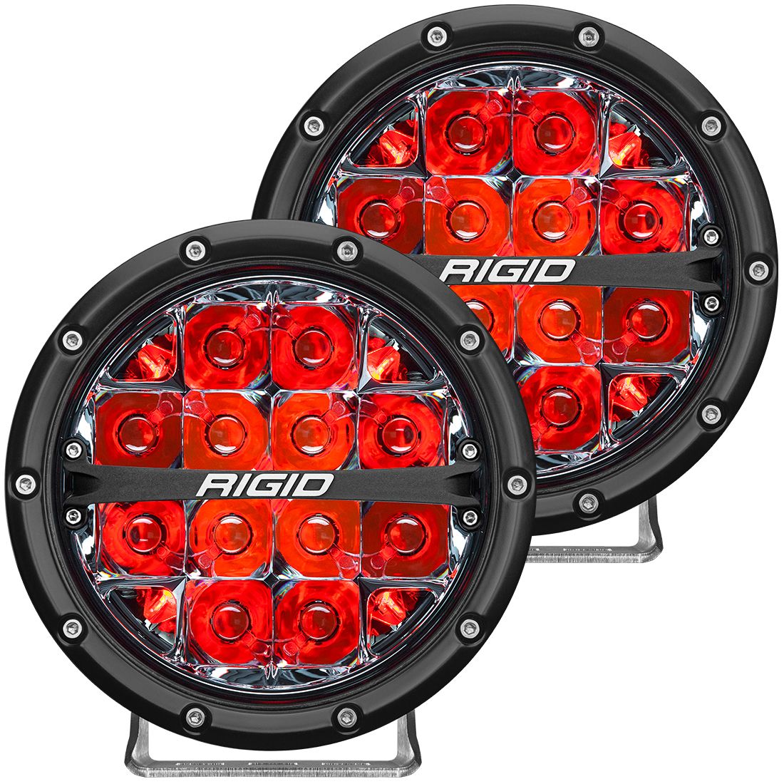 Rigid Industries - Rigid Industries 360-Series 6 Inch Led Off-Road Spot Beam Red Backlight Pair 36203