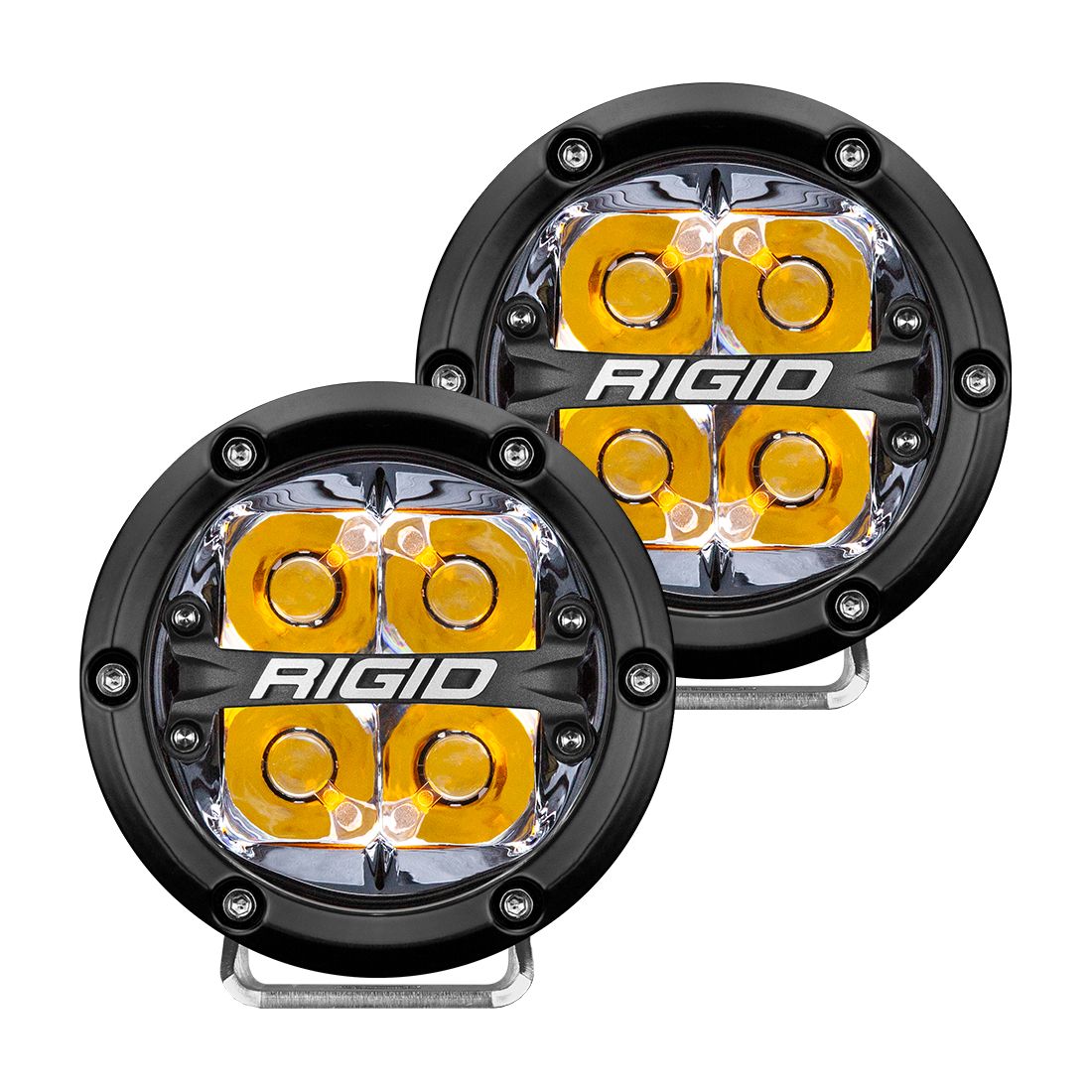 Rigid Industries - Rigid Industries 360-Series 4 Inch Led Off-Road Spot Beam Amber Backlight Pair 36114