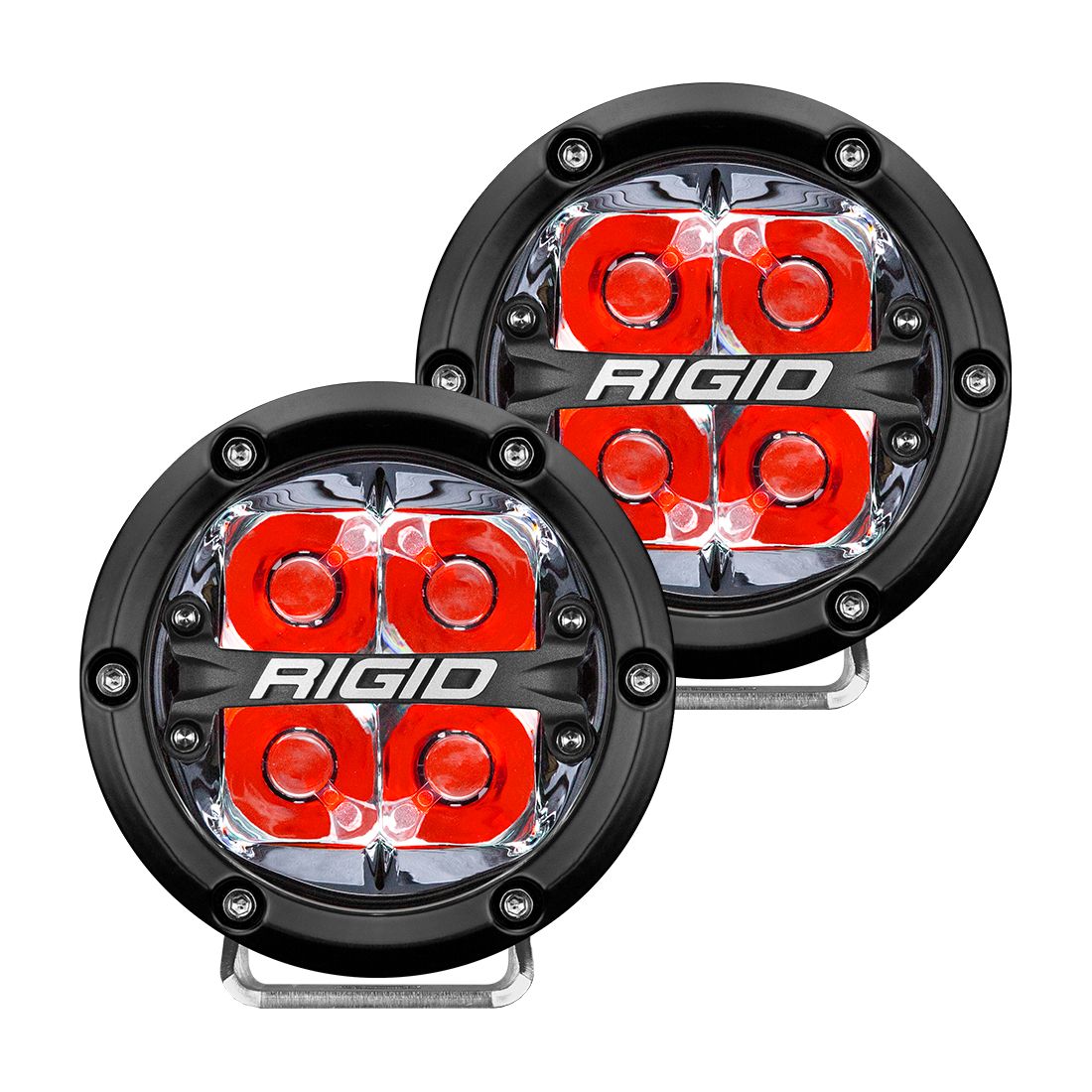 Rigid Industries - Rigid Industries 360-Series 4 Inch Led Off-Road Spot Beam Red Backlight Pair 36112