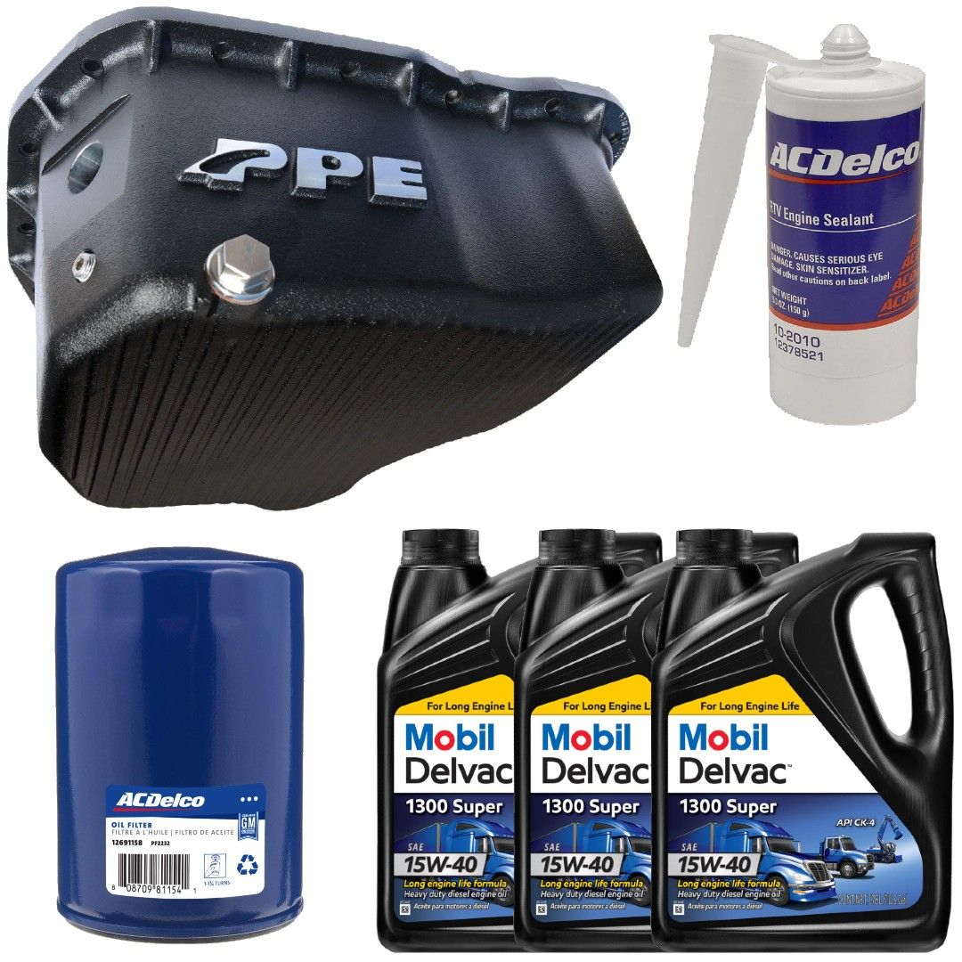 PPE - Oil Pan Kit Mobil Oil/Filter/Sealant/PPE Black Deep Pan For 01-10 6.6L Duramax