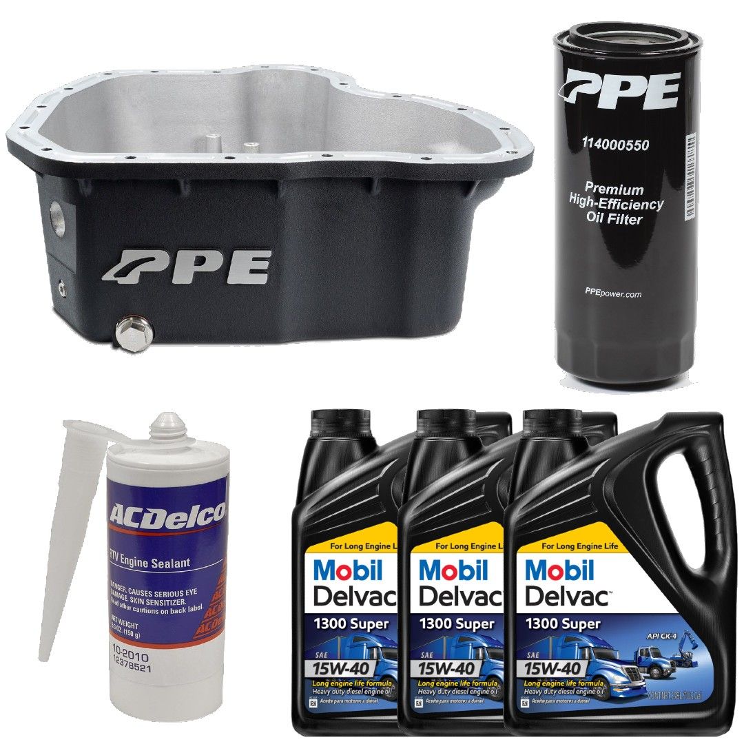 PPE - Oil Pan Kit Mobil Oil/Sealant/PPE Black Deep Pan & Filter For 11-16 6.6L Duramax
