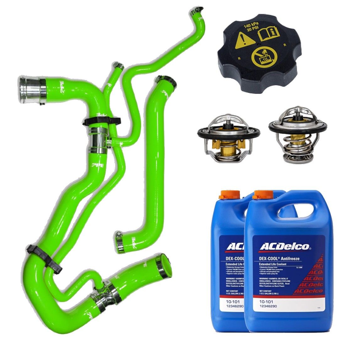 PPE - PPE Green Radiator Hose/Thermostats/ACDelco Coolant & Cap For 11-16 6.6L Duramax
