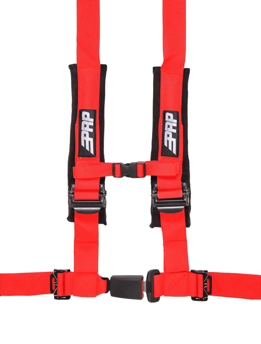 PRP 4.2 Red 4-Point Adjustable Harness 2" Belts & Sewn in Pads Auto Style Latch