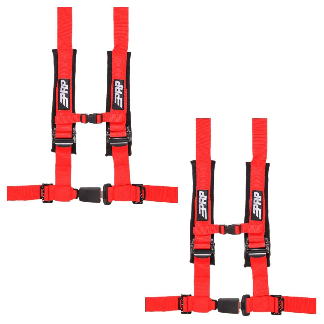 PRP 4.2 Red 4-Point Adjustable 2" Belt Harness Set With Automotive Style Latch