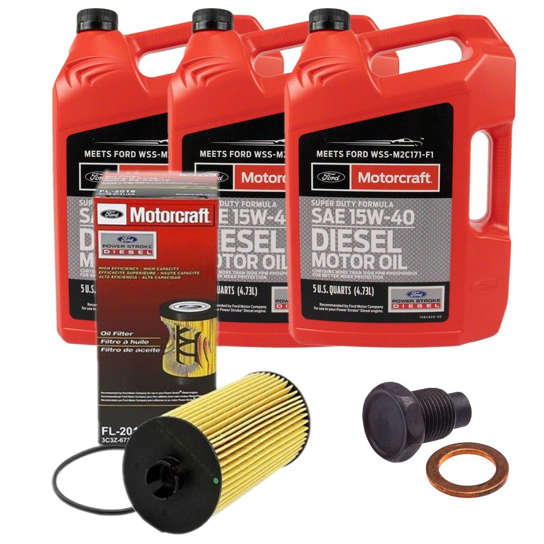 Rudy's Performance Parts - Motorcraft Oil Change Kit With New Drain Plug For 03-10 6.0L/6.4L Powerstroke
