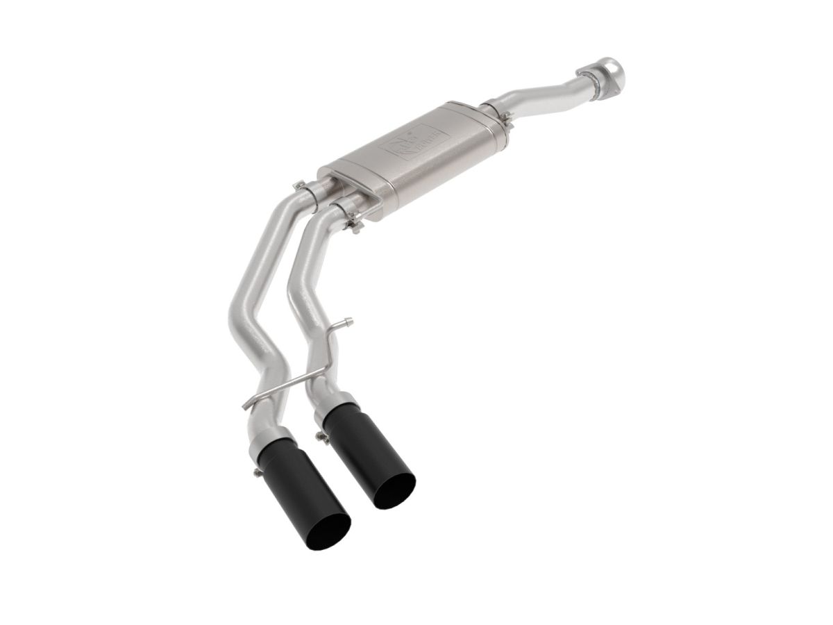 aFe Power - aFe Rebel Series 3" to 2.5" Stainless Steel Cat-Back Dual Same Side Exit Exhaust System w/ Black Tips For 2021+ Ford F-150 2.7L 3.5L 5.0L
