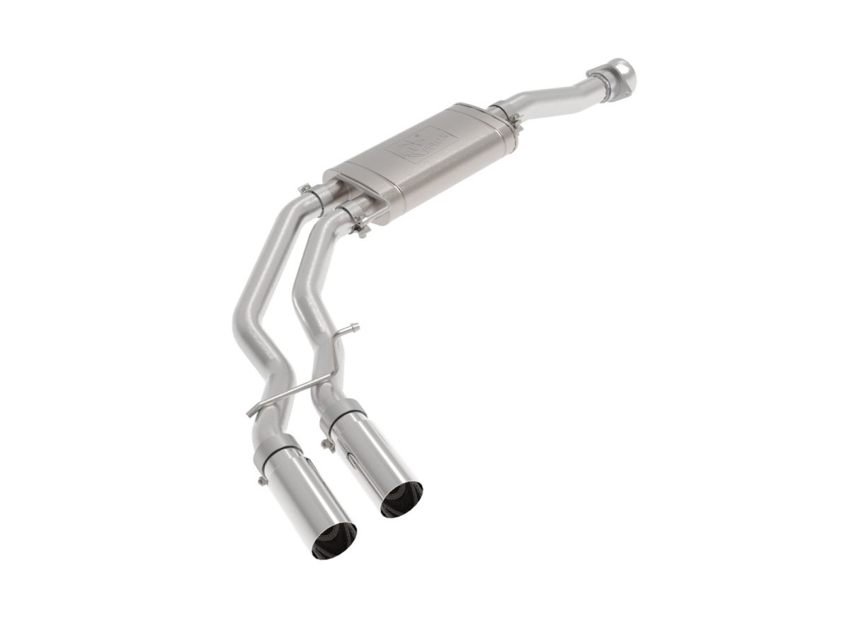 aFe Power - aFe Rebel Series 3" to 2.5" Stainless Steel Cat-Back Dual Same Side Exit Exhaust System w/ Polished Tips For 2021+ Ford F-150 2.7L 3.5L 5.0L