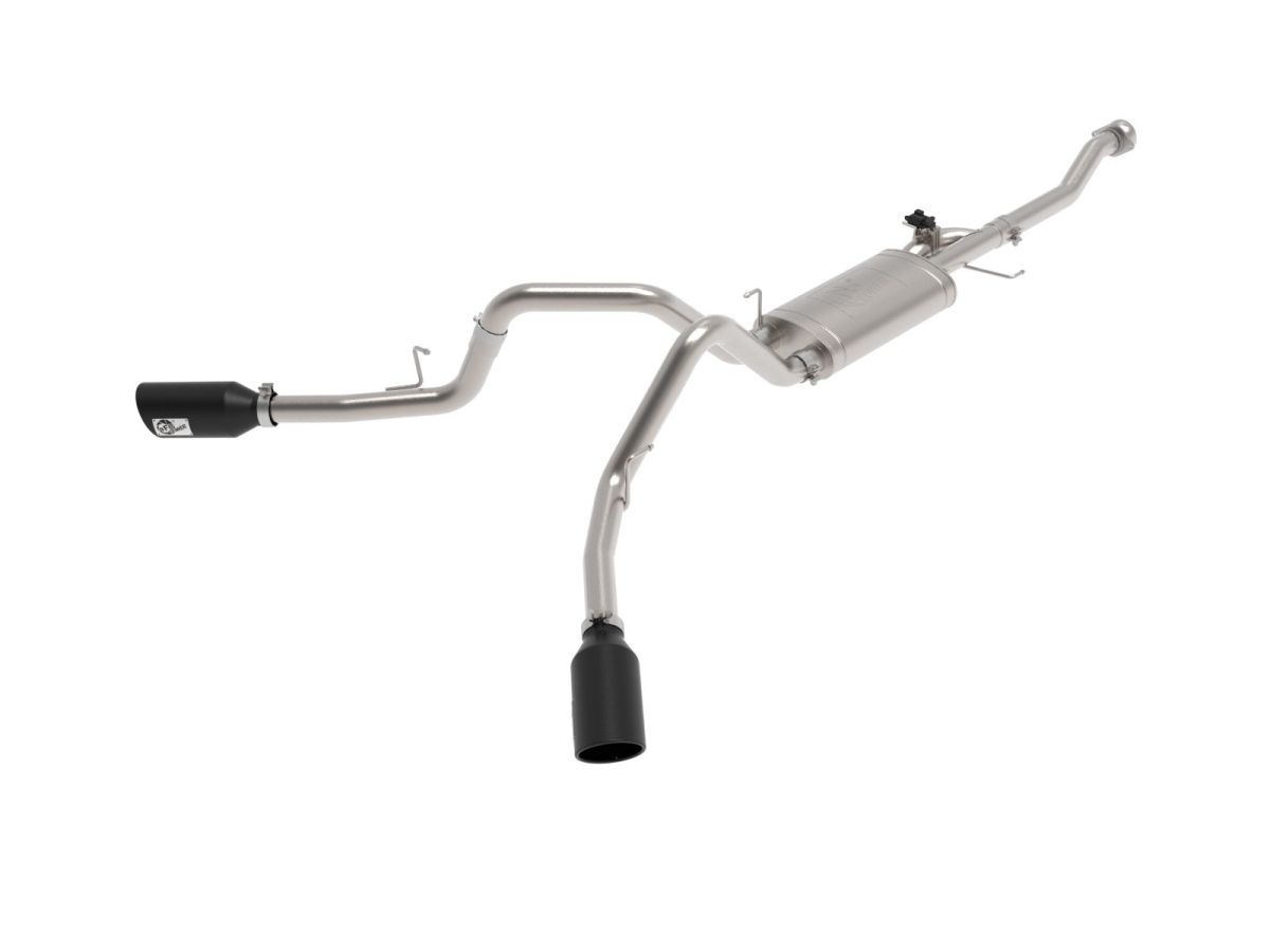 aFe Power - aFe Gemini XV 3" 304 Stainless Steel Cat-Back Exhaust System w/ Cut-Out & Black Tips For 2021+ Ford F-150 2.7L 3.5L 5.0L