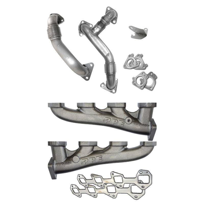 PPE - PPE High Flow Exhaust Manifolds W/ Up Pipes For 06-07 GM 6.6L LLY/LBZ Duramax