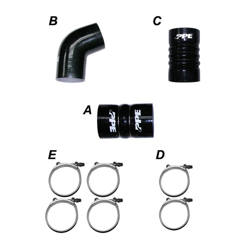 PPE - PPE Silicone Hose Kit With Stainless Clamps For 06-10 GM 6.6L LBZ LMM Duramax