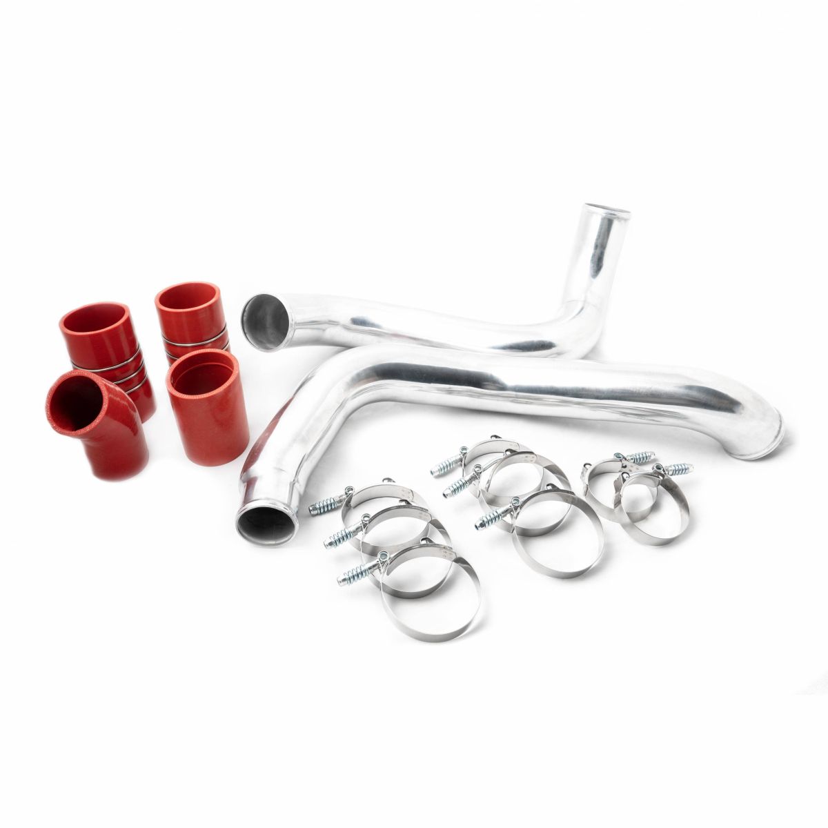 Rudy's Performance Parts - Rudy's Polished Intercooler Pipe & Red Boot Kit For 03-07 6.0L Powerstroke