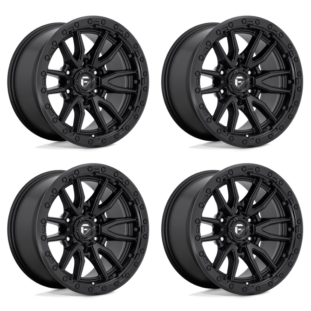 Fuel Off-Road Wheels - (4) 17x9 Fuel Rebel 6 Matte Black Wheels 6X139.7/6x5.5 D679 For Ford GM Toyota
