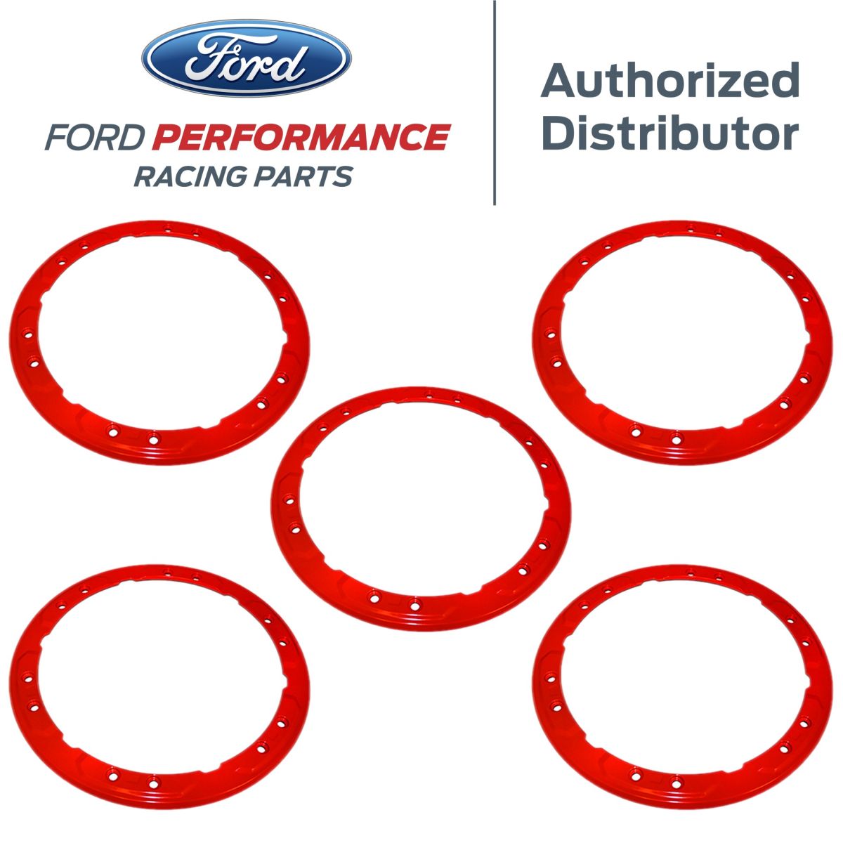 OEM Ford - Ford Performance 5pc Gloss Red Aluminum Bead Lock Trim Kit For 2021+ Bronco