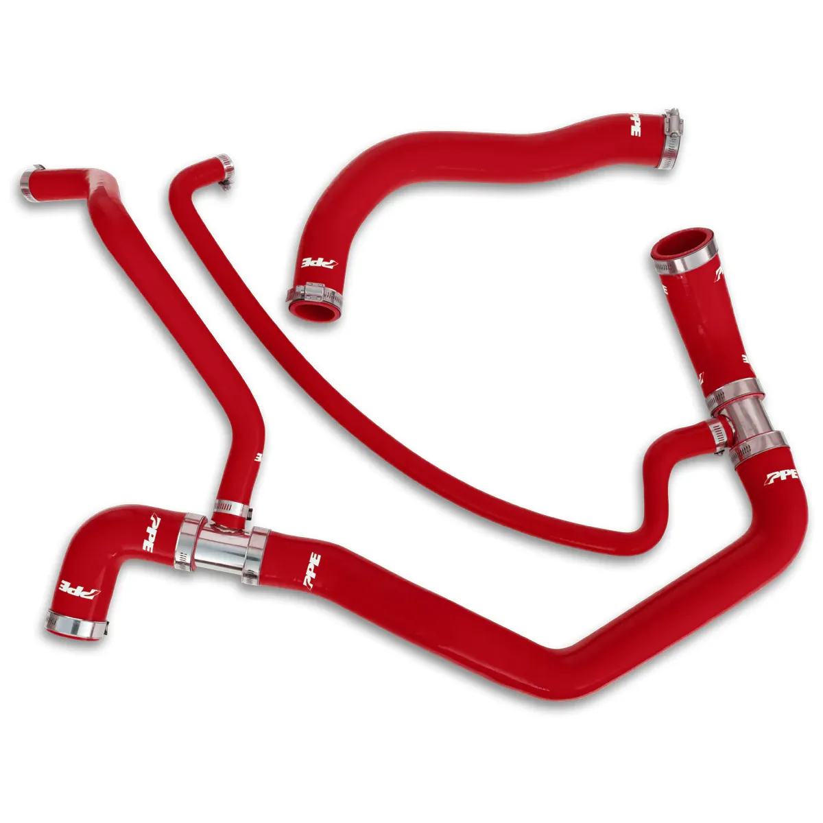 PPE - PPE Red Silicone Upper & Lower Coolant Hose Kit For 2001-2005 GM 6.6L Duramax