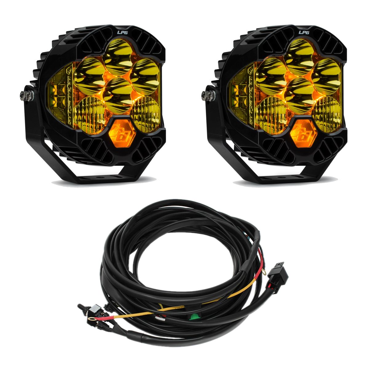 Baja Designs - Baja Designs Amber LP6 Pro Pair 5,000K LED Driving/Combo Lights/Toggle Harness