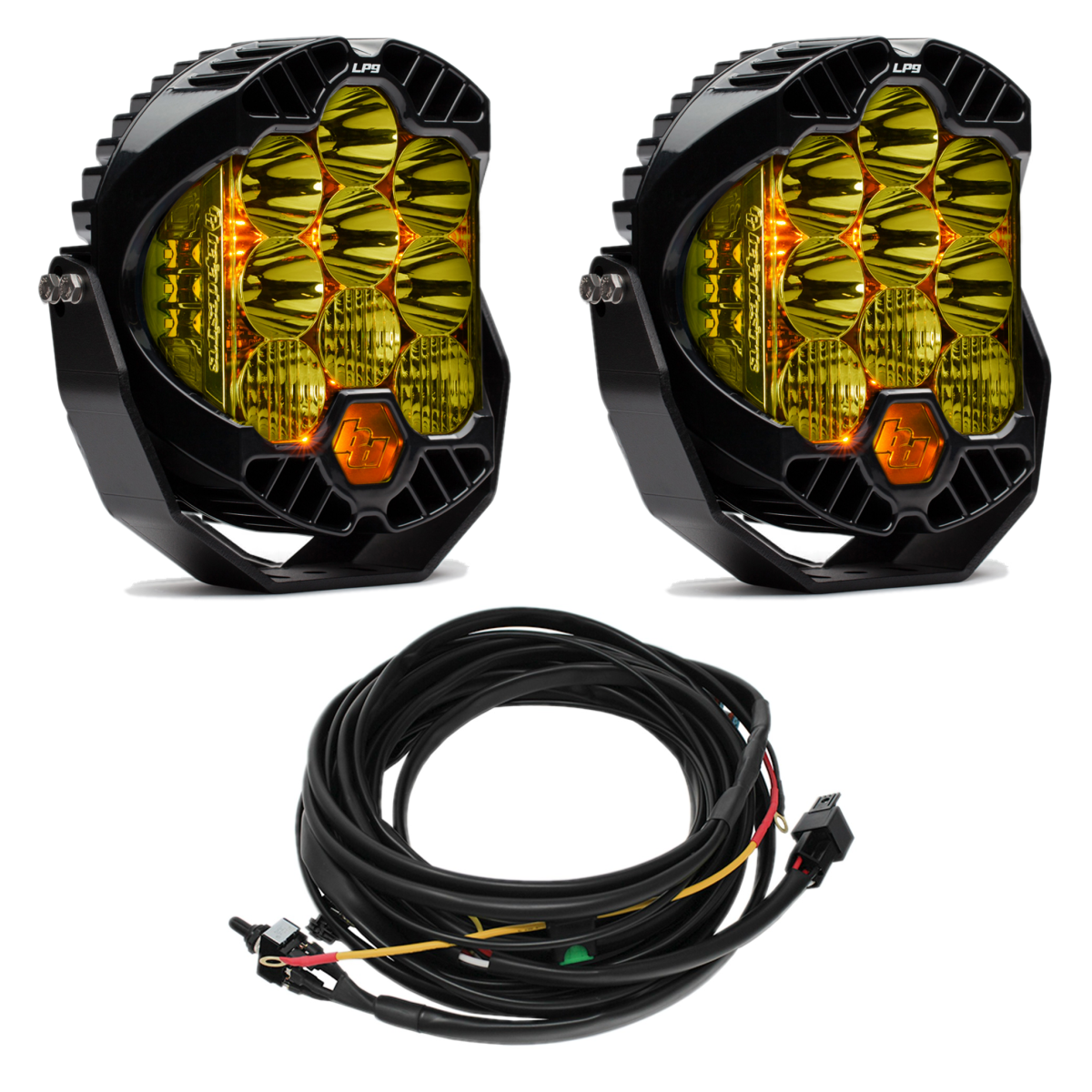 Baja Designs - Baja Designs Amber 5000K LP9 Pro LED Combo Pattern Lights & Toggle Harness