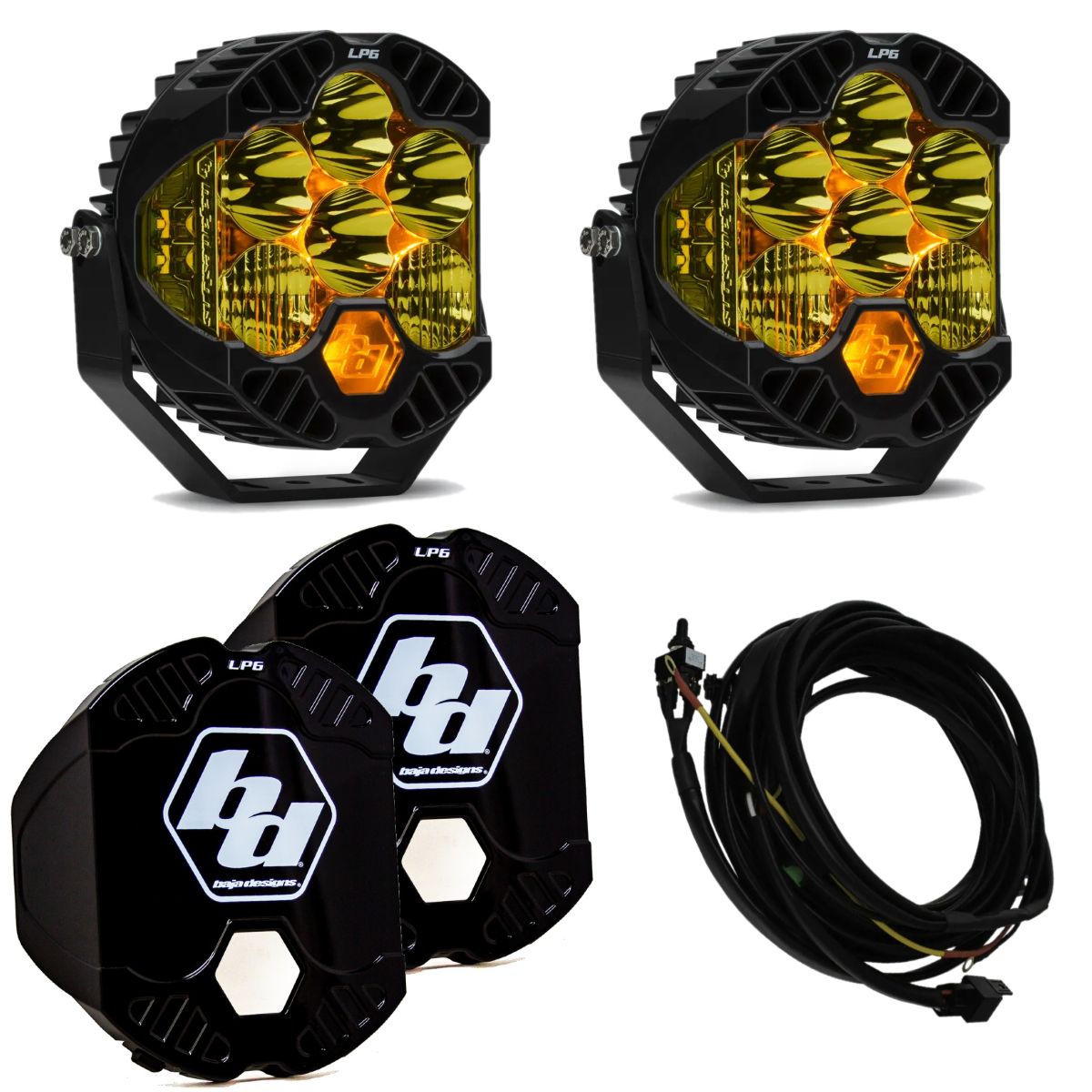 Baja Designs - Baja Designs LP6 Pro LED Amber Driving/Combo Lights/Toggle Harness/Rock Guards