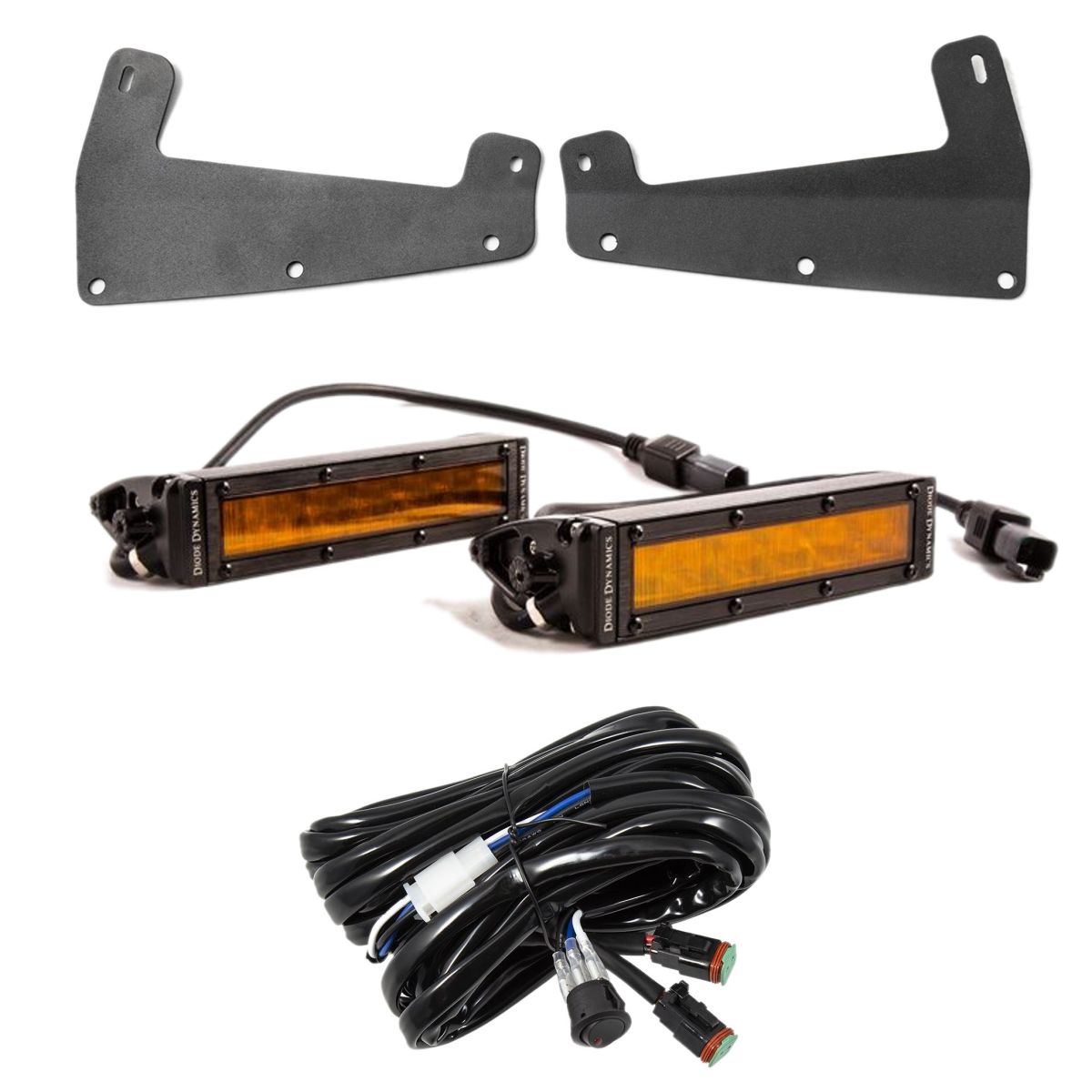 Diode Dynamics - Diode Dynamics SS6 Amber SAE Wide Light Bars/Toggle/Brackets For Ford Bronco