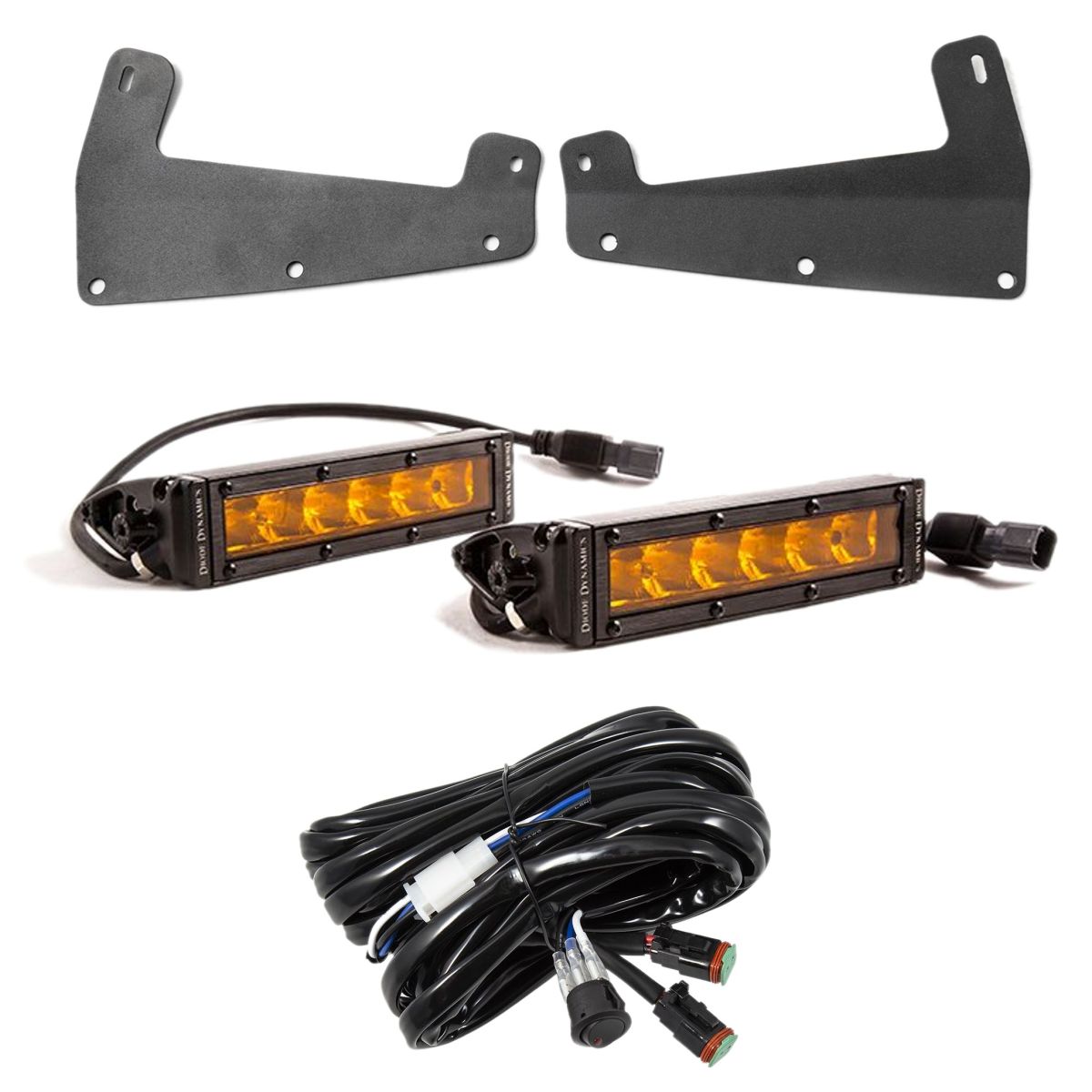 Diode Dynamics - Diode Dynamics SS6 Amber SAE Driving Light Bars/Toggle/Brackets For Ford Bronco