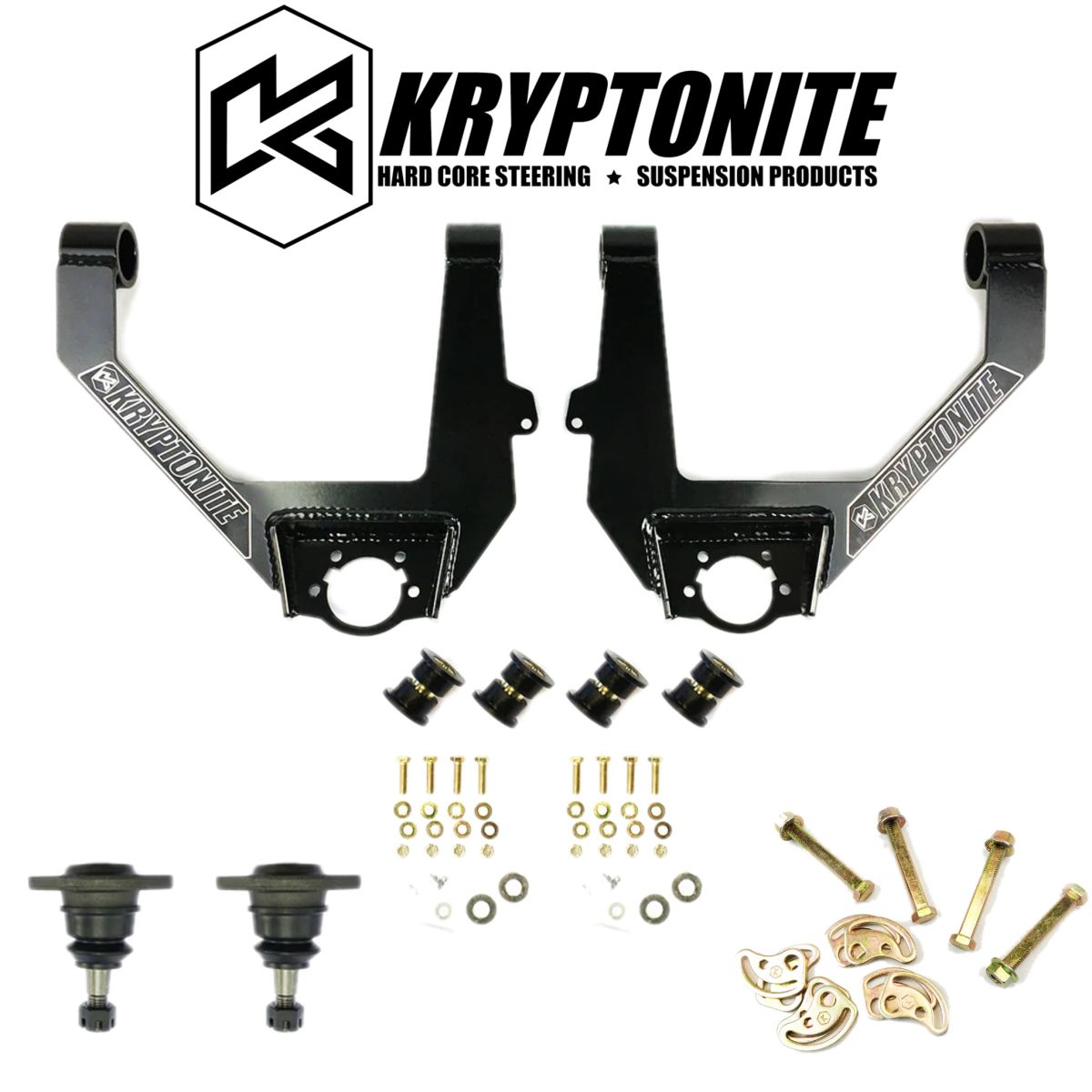 Kryptonite - Kryptonite Upper Control Arm Kit & Cam Bolt Kit For 07-18 GM 1500/SUVs W/ 6 Lugs