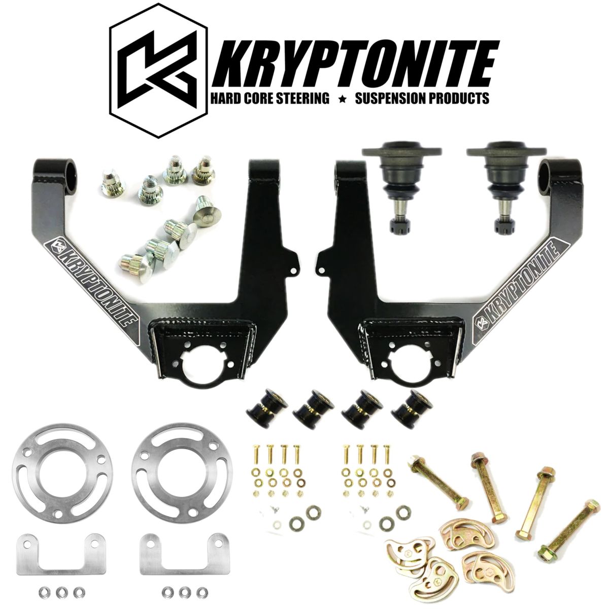 Kryptonite - Kryptonite Control Arm Kit/Cam Bolt & Pins/Leveling Kit For 07-18 GM 1500/SUVs