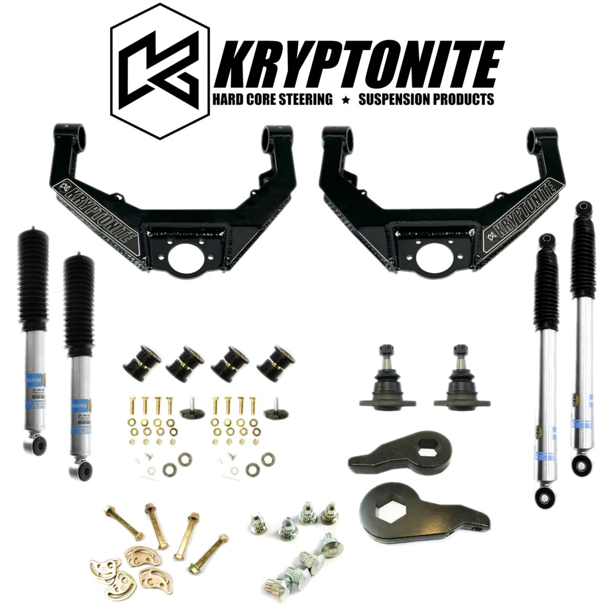 Kryptonite - Kryptonite Stage 3 Leveling Kit/Bilstein Shocks/Cam Bolts/Pins For 01-10 GM 2500/3500