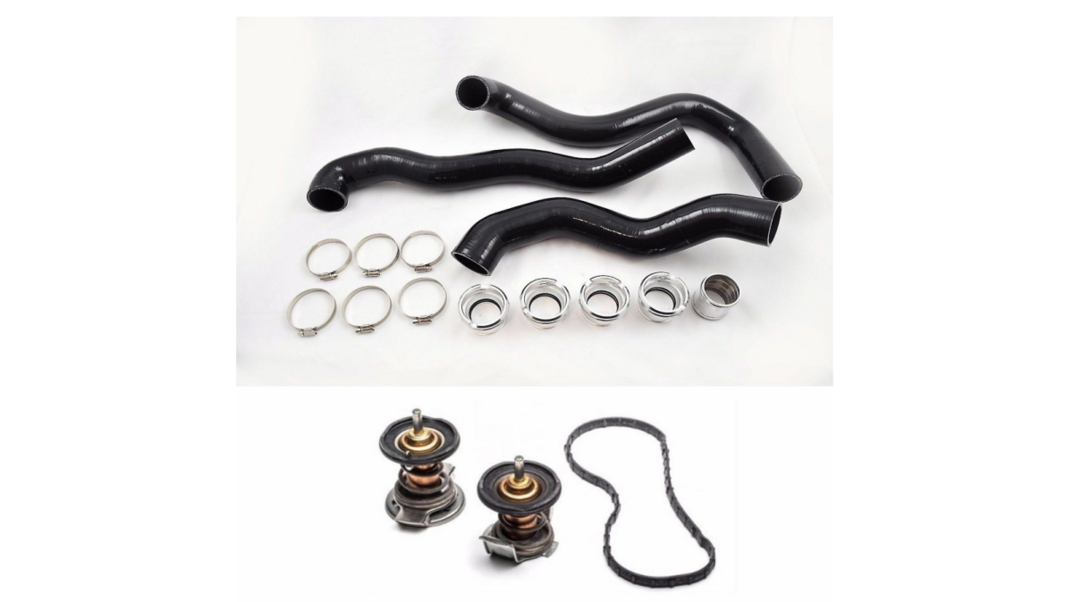 Rudy's Performance Parts - Rudy's Black Coolant Hoses OEM Thermostats 2008-2010 Ford 6.4 Powerstroke Diesel