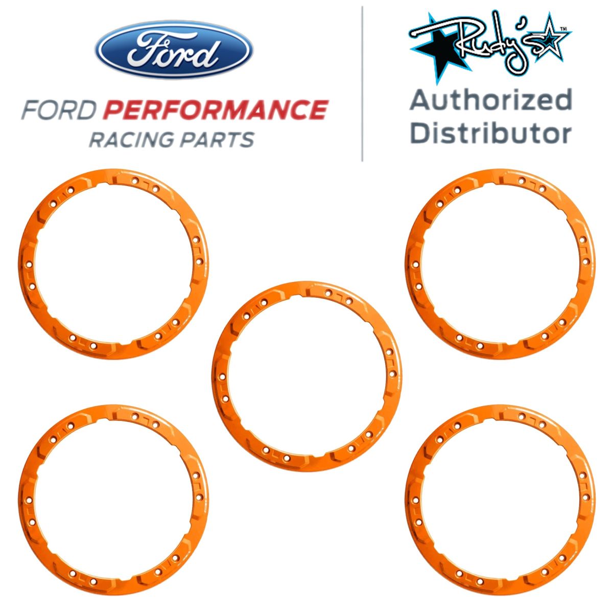 OEM Ford - Ford Performance 5pc Gloss Orange Aluminum Bead Lock Trim Kit For 2021+ Bronco