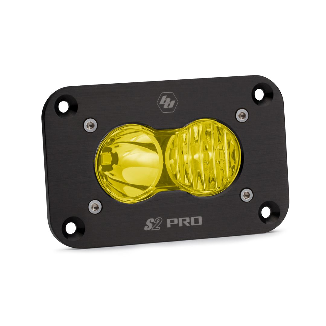 Baja Designs - Baja Designs Black Flush Mount S2 Pro Amber Driving/Combo Beam LED Light