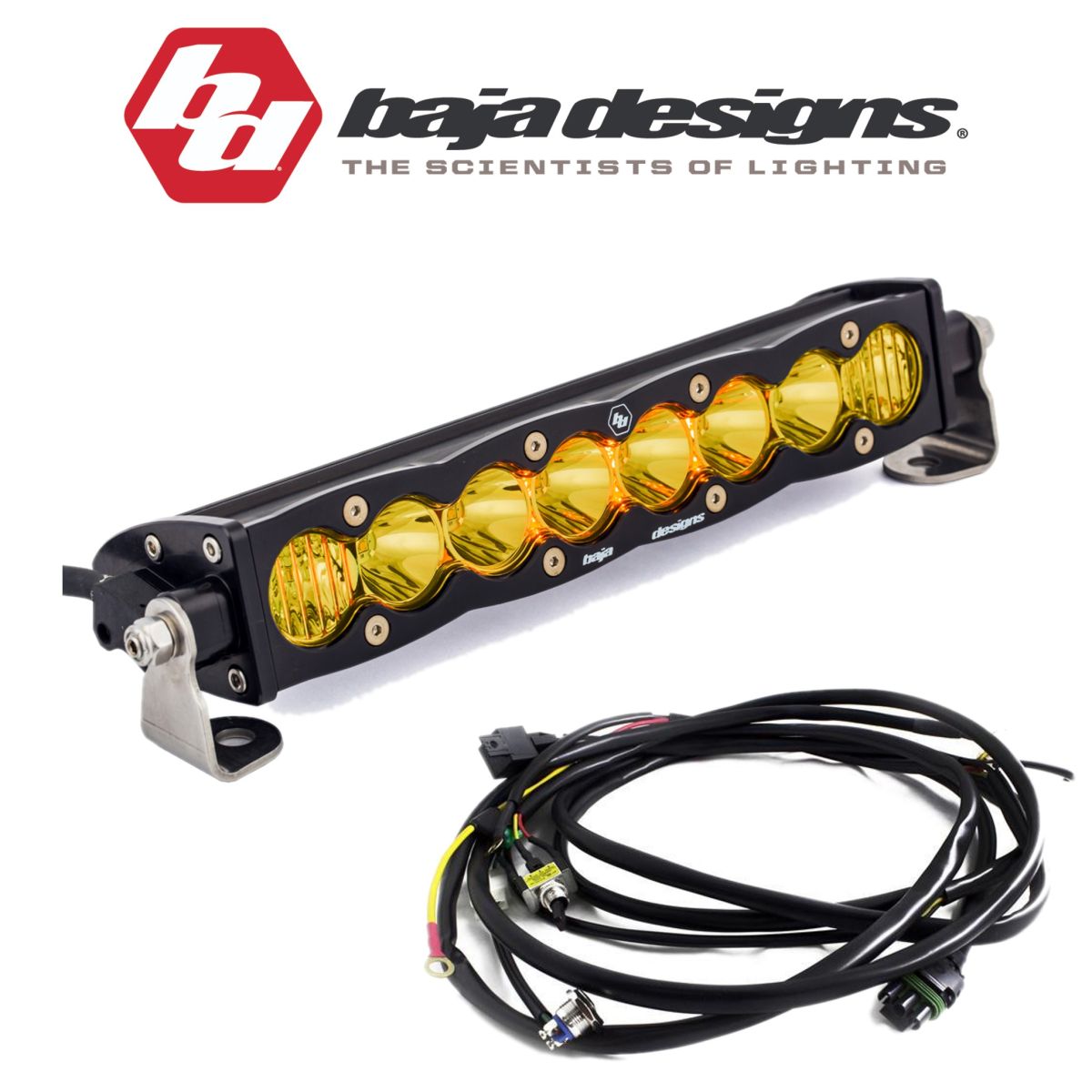 Baja Designs - Baja Designs 10" S8 Amber Driving/Combo Light Bar W/ Toggle Harness & Backlight