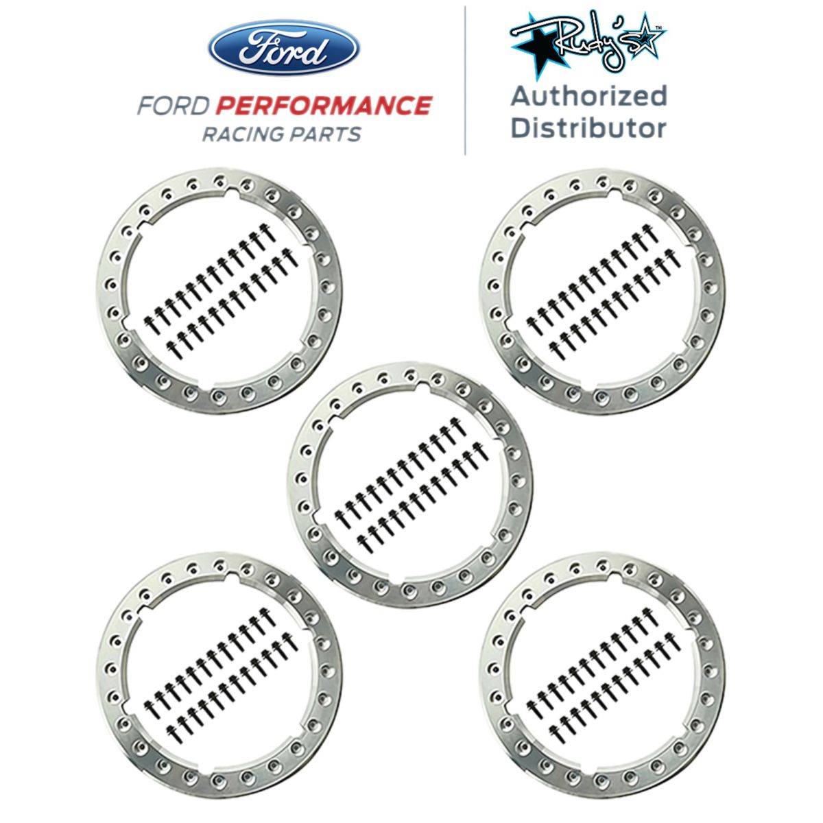 OEM Ford - Ford Performance 5pc Silver Forged Aluminum Bead Lock Trim Kit For 2021+ Bronco