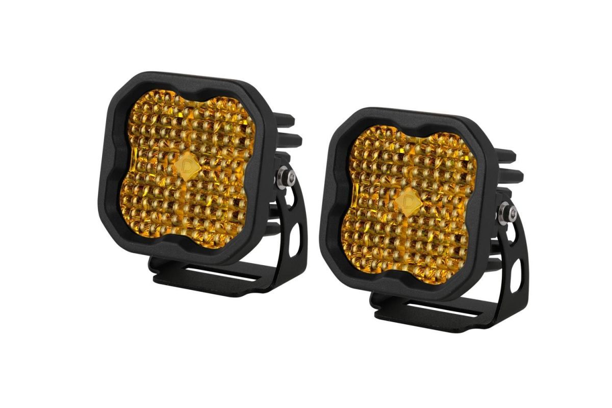 Diode Dynamics - Diode Dynamics SS3 Amber Sport Universal LED Flood Light Pod Set W/ Harness