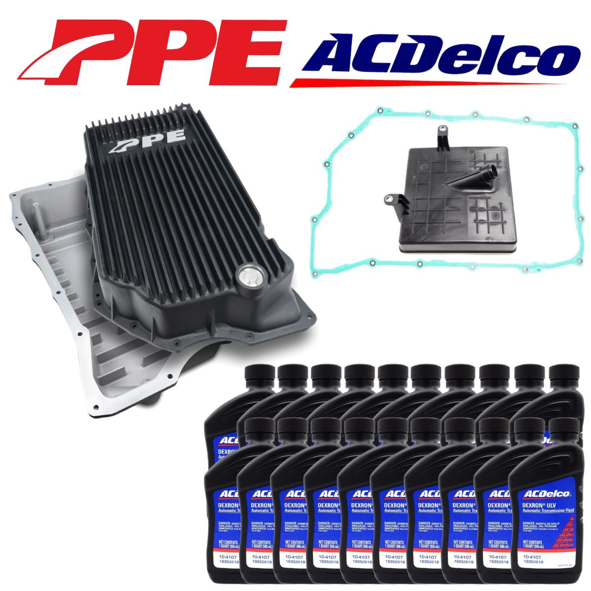 ACDelco - PPE Black Deep Transmission Pan/ACDelco Service Kit For 20+ GM 2500HD/3500HD L5P