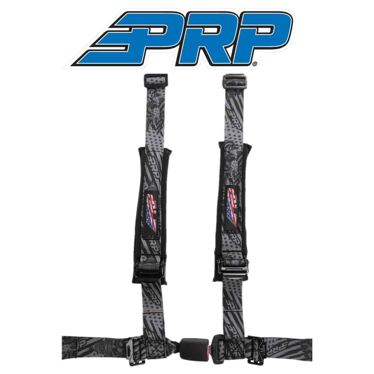 PRP Seats - PRP 4.2 New Glory Black & Gray 4-Point Adjustable 2" Belt Harness W/ Auto Latch