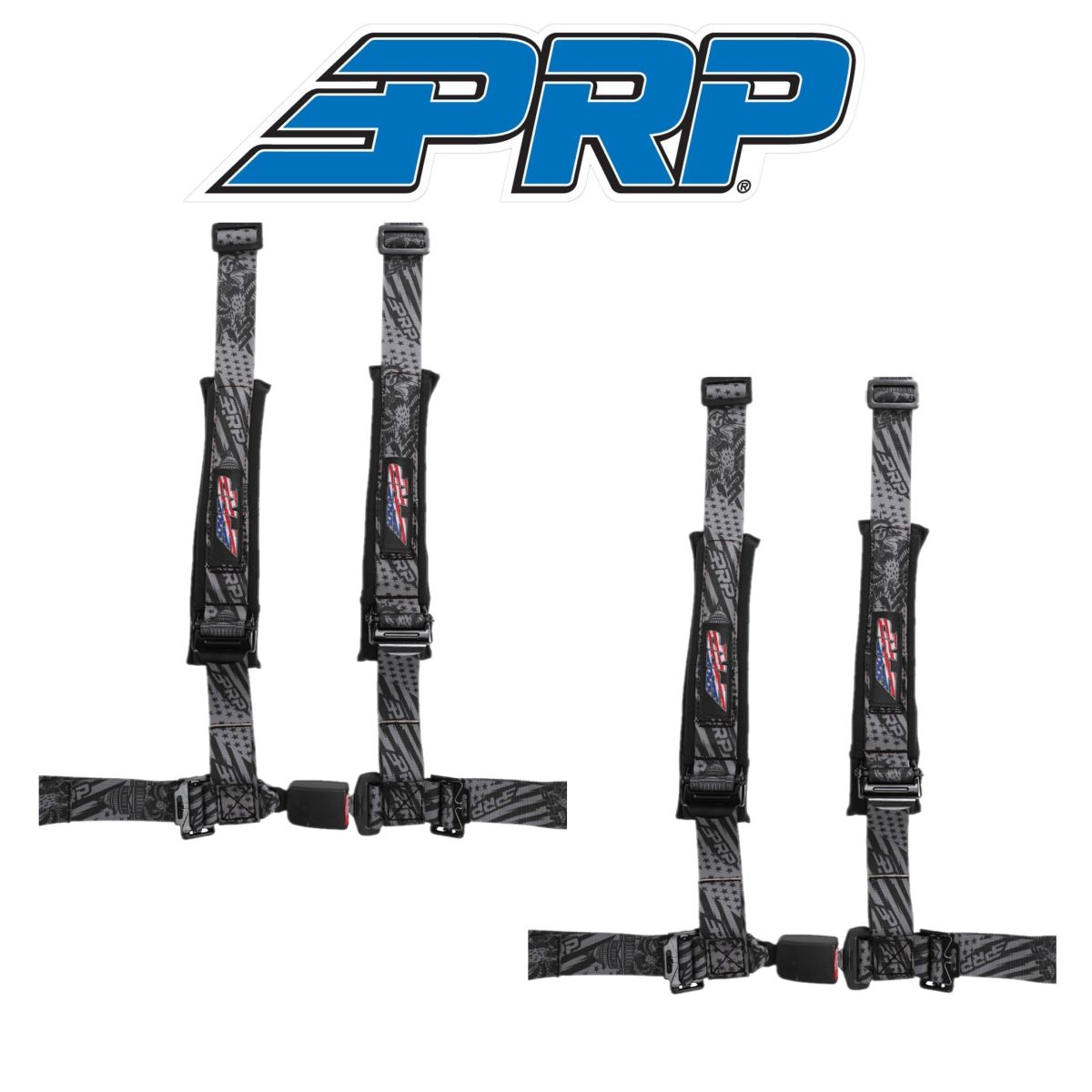 PRP Seats - PRP 4.2 New Glory Black/Gray 4-Point Adjustable 2" Belt Harness/Auto Latch Pair