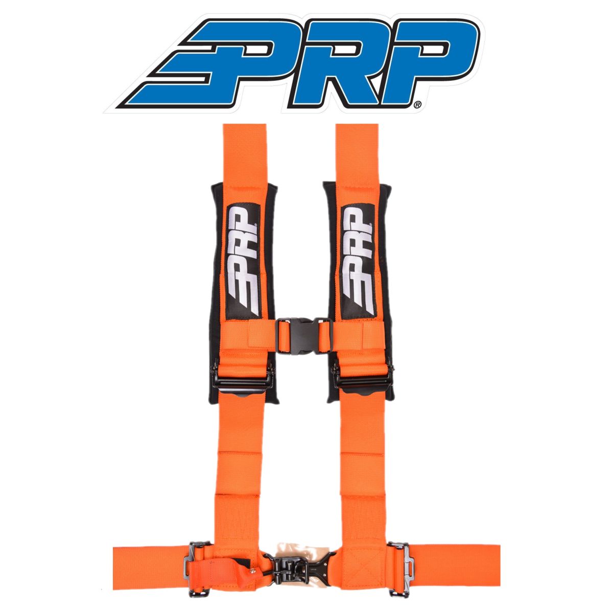 PRP Seats - PRP 4.3 Orange 4-Point Adjustable Harness With 3" Belts & Sewn in Shoulder Pads
