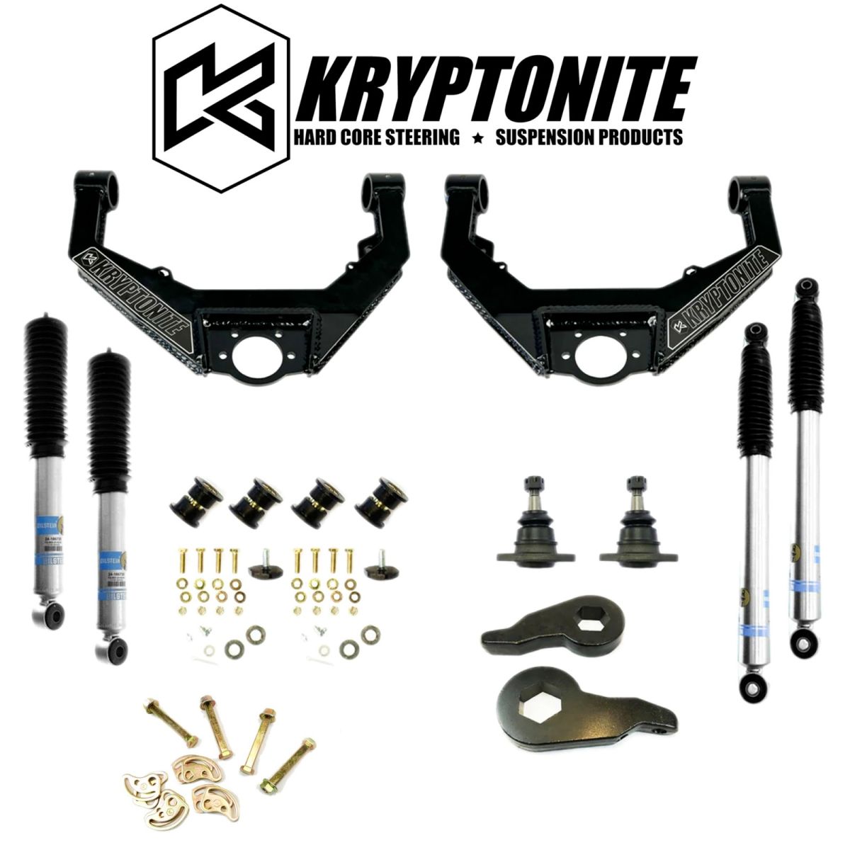 Kryptonite - Kryptonite Stage 3 Leveling Kit/Bilstein Shocks/Cam Bolts For 01-10 GM 2500/3500
