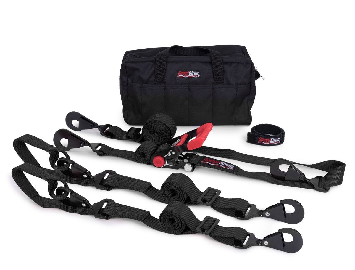 SpeedStrap - SpeedStrap Essential UTV Kit 1.5″ Black Strap Tie-Down Kit W/ Tool Bag