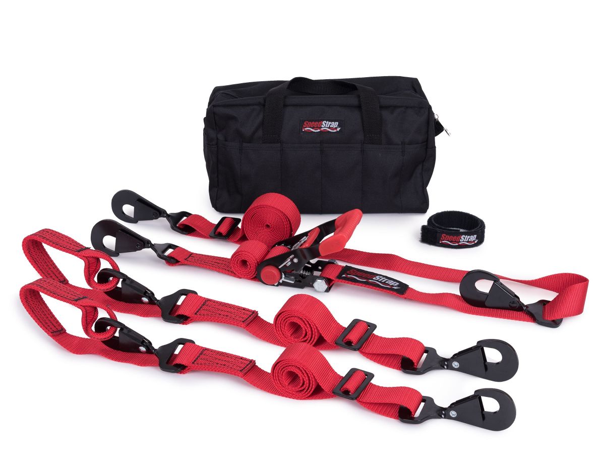 SpeedStrap - SpeedStrap Essential UTV Kit 1.5″ Red Strap Tie-Down Kit W/ Tool Bag
