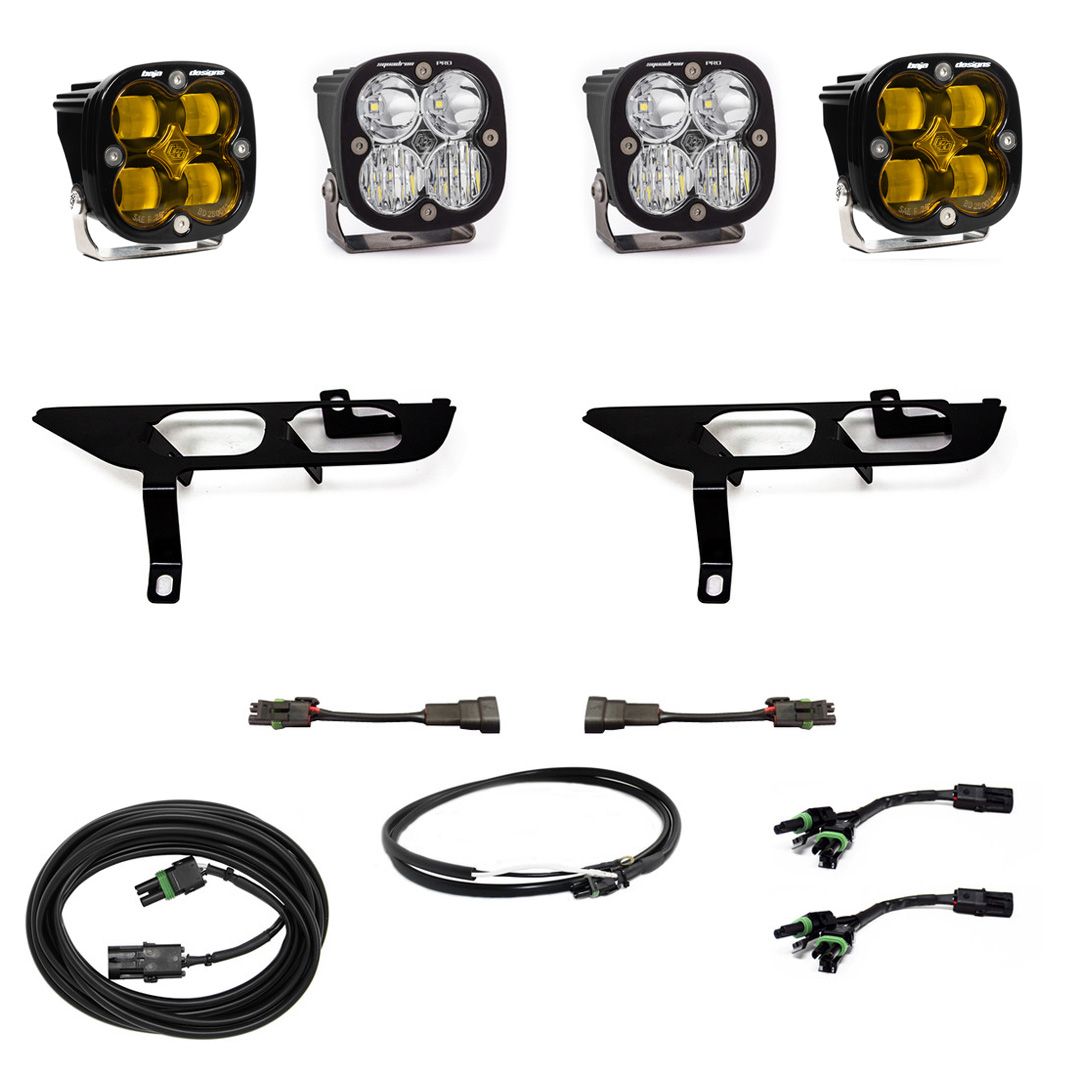 Baja Designs - Baja Designs Squadron SAE/Pro Amber Fog Light Kit W/ Upfitter Harness For 2021+ F150