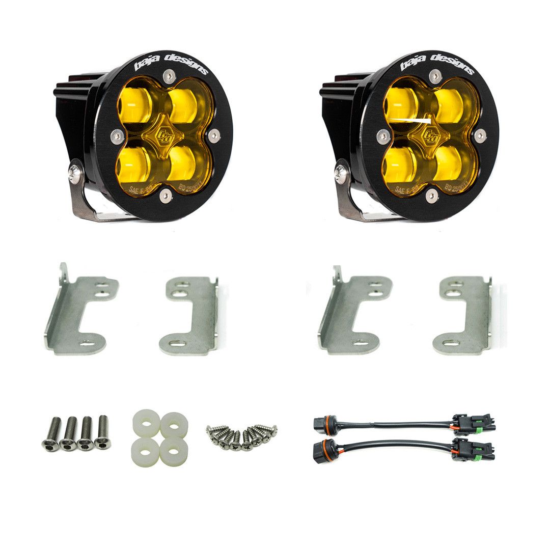 Baja Designs - Baja Design Squadron R SAE Amber Fog Light Kit For 19-24 Jeep Wrangler/Gladiator