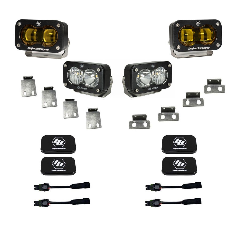 Baja Designs - Baja Design S2 SAE/S2 Pro Clear/Amber Fog Light Kit For 21-23 Ford Raptor/Bronco
