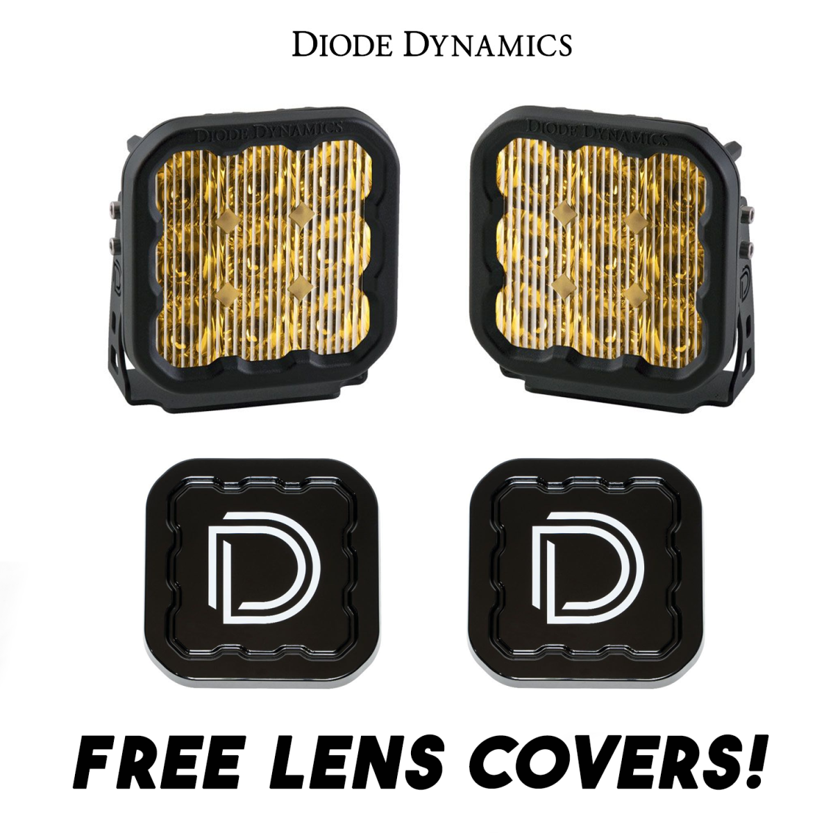 Diode Dynamics - Diode Dynamics SS5 Amber Sport Universal Driving Light Kit w/ Black Lens Covers