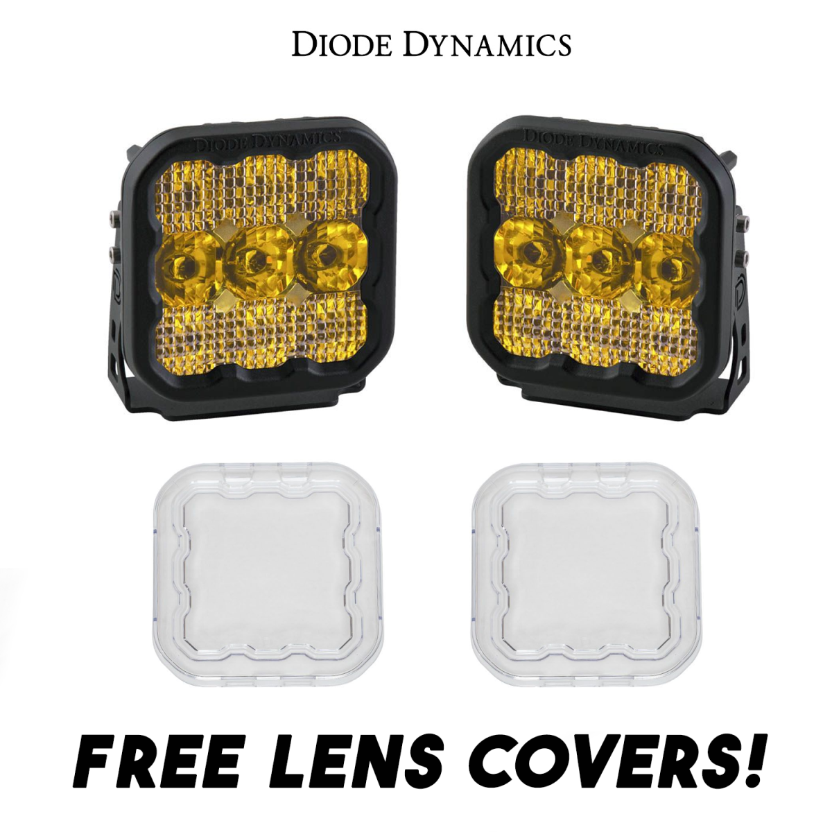 Diode Dynamics - Diode Dynamics SS5 Amber Pro Universal Combo Light Pod Kit w/ Clear Lens Covers