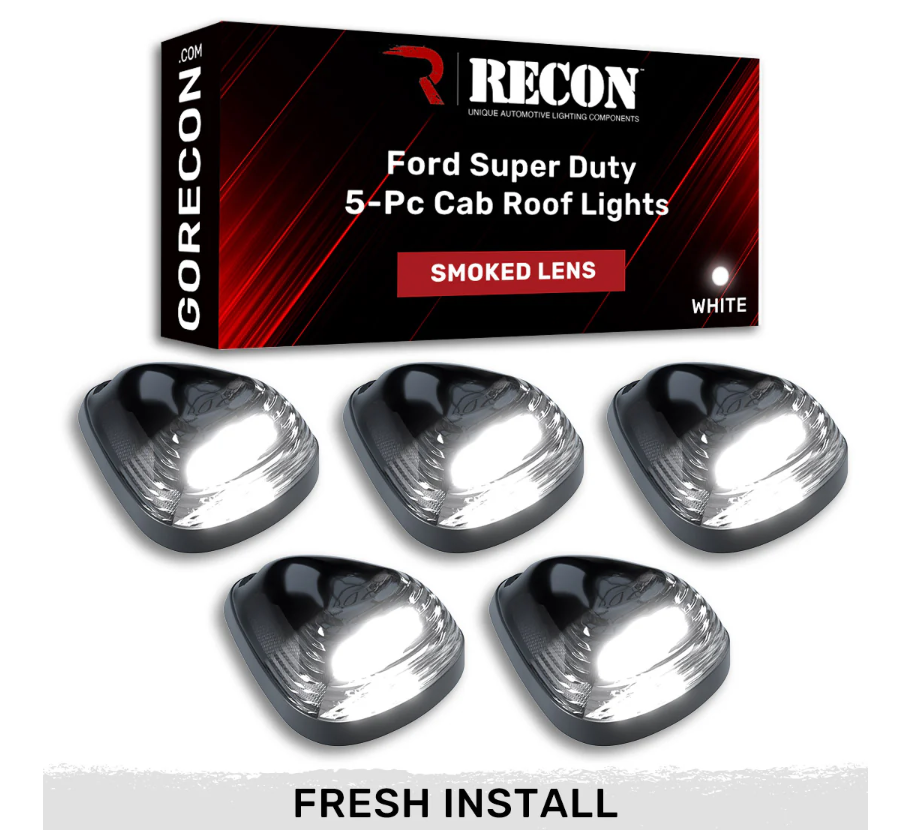 Recon Lighting - Recon Smoked Lens White LED Cab Lights For 1999-2016 Ford Super Duty F250-F650